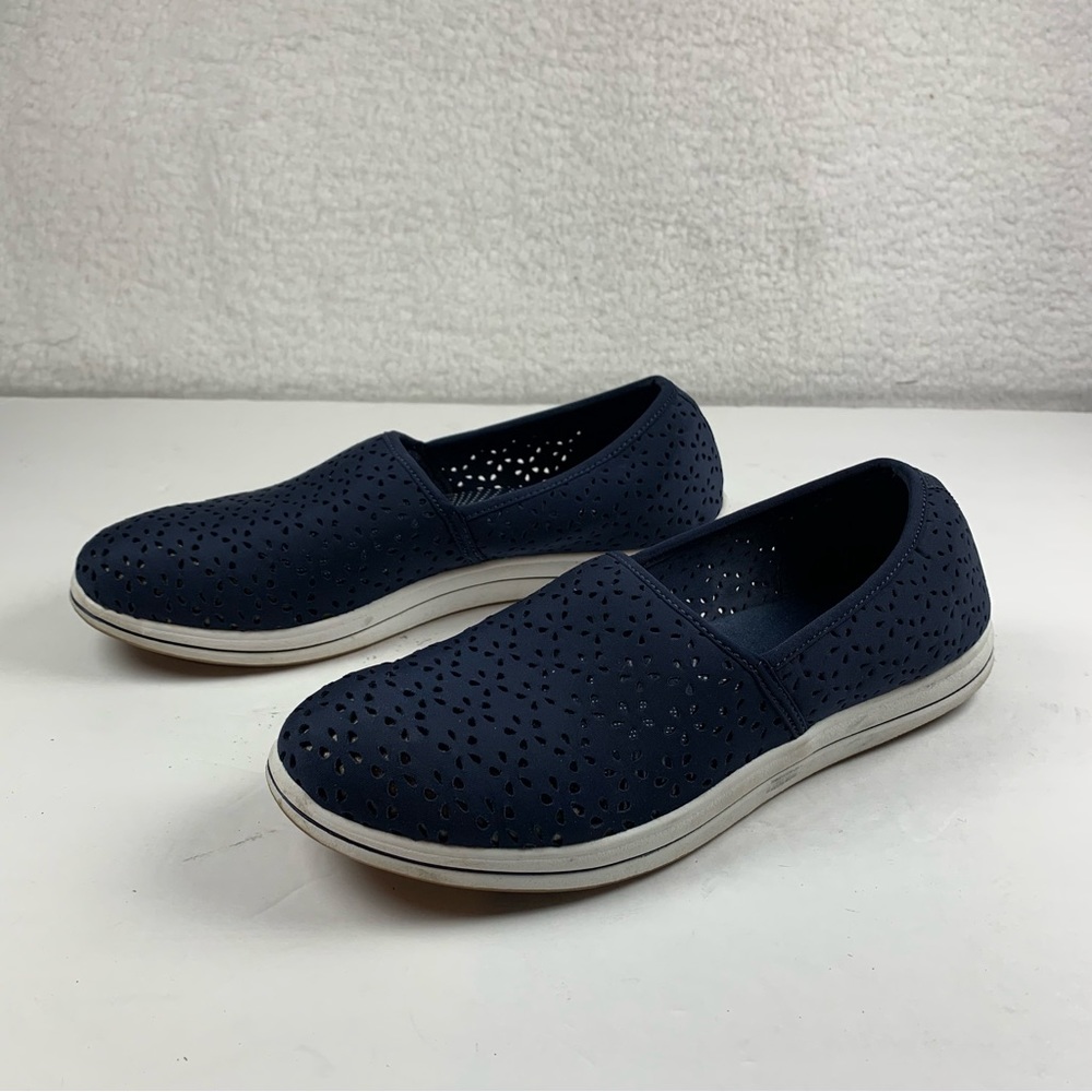 Clarks‎ Cloudstepper Womens Breeze Emily Loafer 10 Navy Slip On Flats Shoes 7715